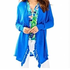 Lilly Pulitzer Catriona Tassle Cardigan Sz S Waterfall Opening Bennet Blue